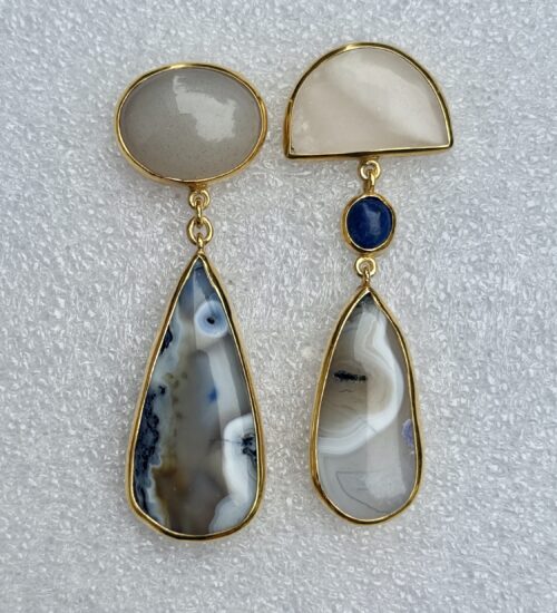 Mismatched - Moonstone, Lapis & Onyx