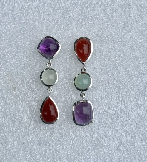 Mismatched - Green, Red Agate & Amethyst