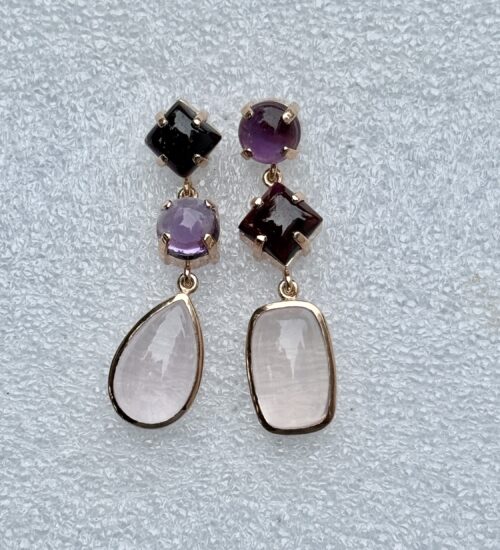 Mismatched - Tourmaline, Rose quartz & Amethyst